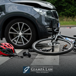 The scene of a bicycle accident in Yonkers involving car in a crosswalk