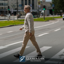 A Greenburgh pedestrian crossing the street in the designated area